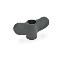Otto Ganter GN 634 Wing Nut without Cap Threaded Through Bore Bushing Brass